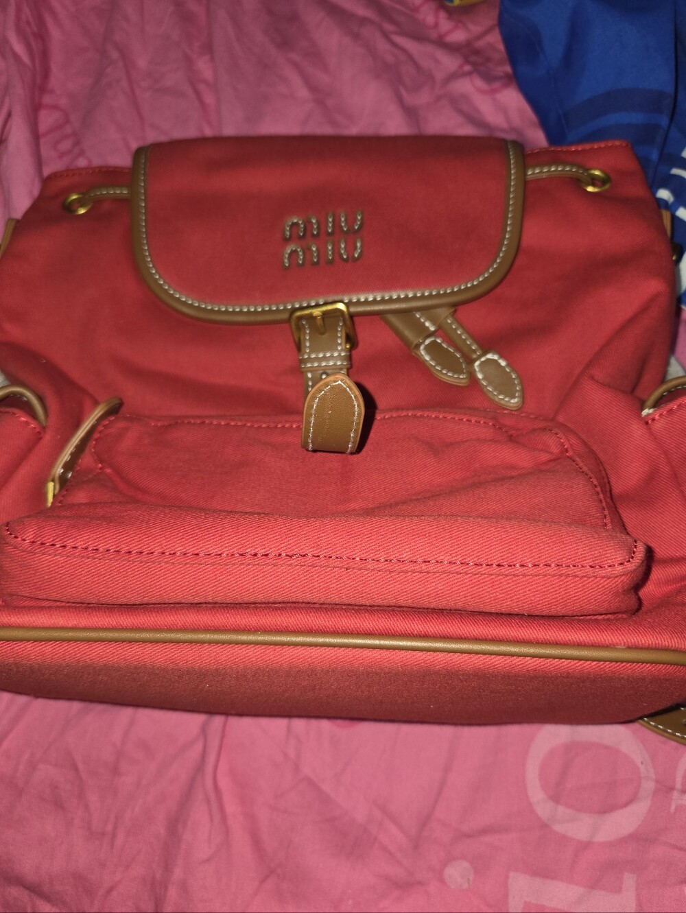 Backpack Red with Tan Trim